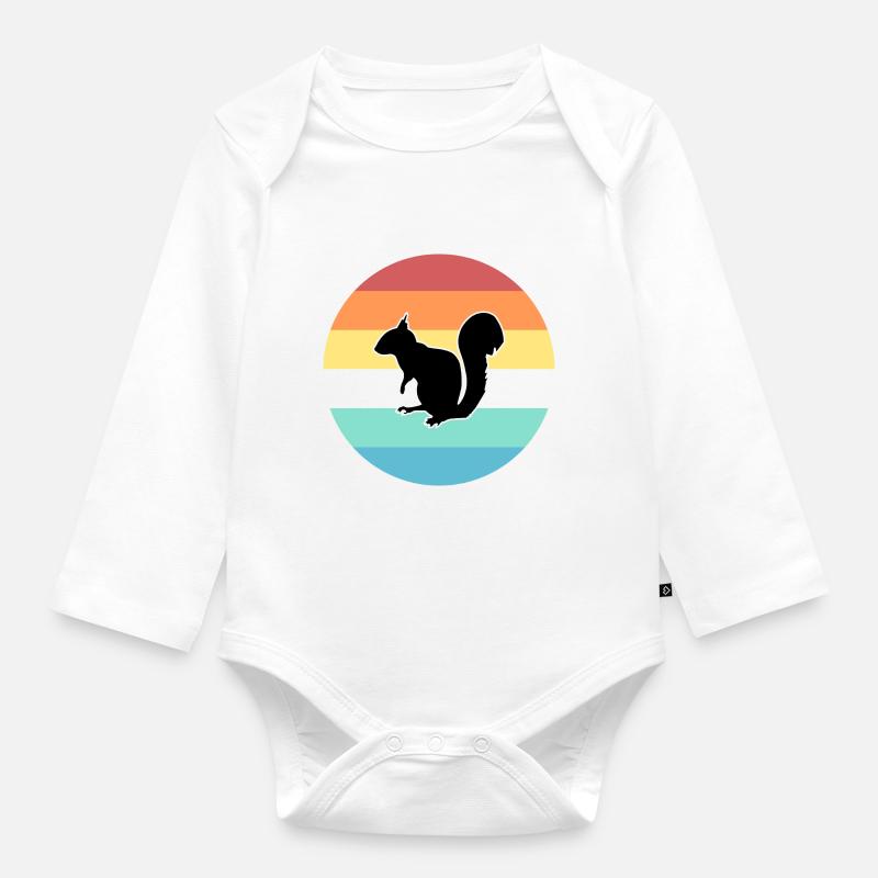 Eichhörnchen - Baby Bio-Langarm-Body - Weiß