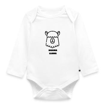 Drama Llama - Organic Longsleeve Baby Bodysuit - white - Front