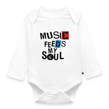 Music feeds my soul - Organic Longsleeve Baby Bodysuit - white - Front