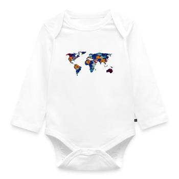 map of the world - Organic Longsleeve Baby Bodysuit - white - Front
