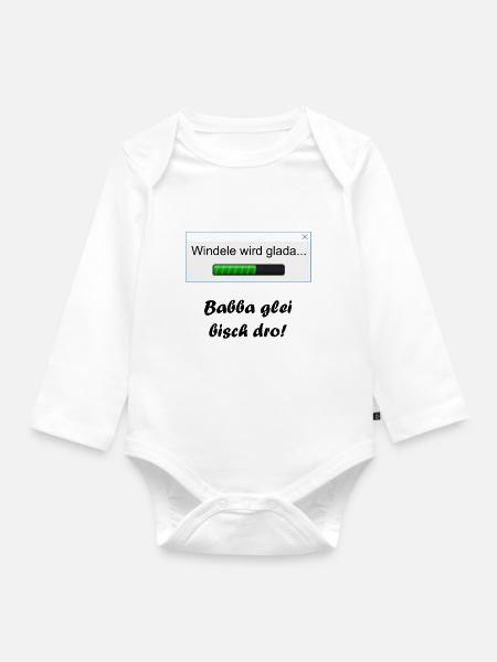 Windele wird glada... - Baby Bio-Langarm-Body - Weiß