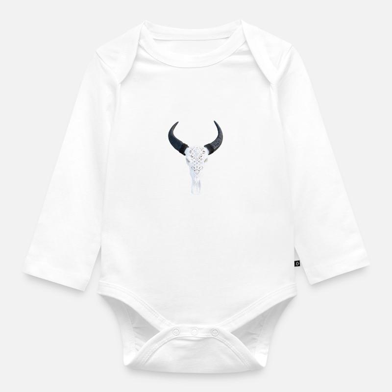 cornes - Body Bébé bio manches longues - blanc