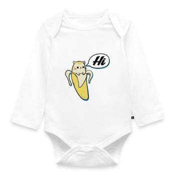 Cat from the banana - Organic Longsleeve Baby Bodysuit - white - Front