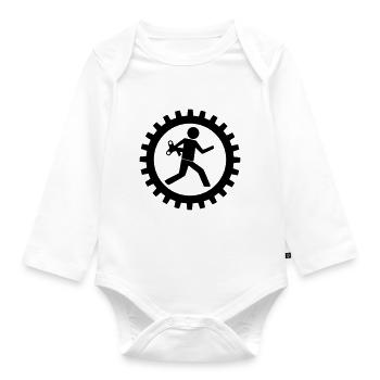 Workers in the gear - Organic Longsleeve Baby Bodysuit - white - Front