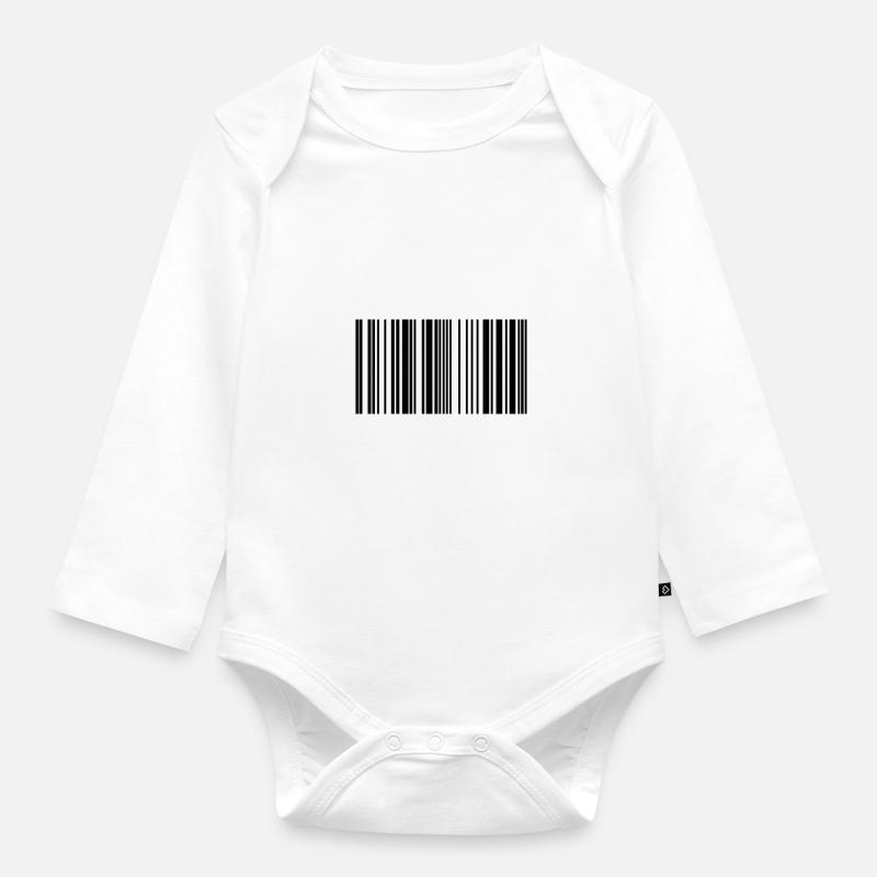 Barcode Strichcode - Baby Bio-Langarm-Body - Weiß