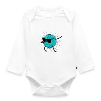 Funny knitting needle wool wool yarn crocheting - Organic Longsleeve Baby Bodysuit - white - Front