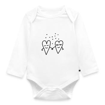 Valentienstag Liebe Herzen Paar Beziehung freundin - Baby Bio-Langarm-Body - Weiß - Vorne