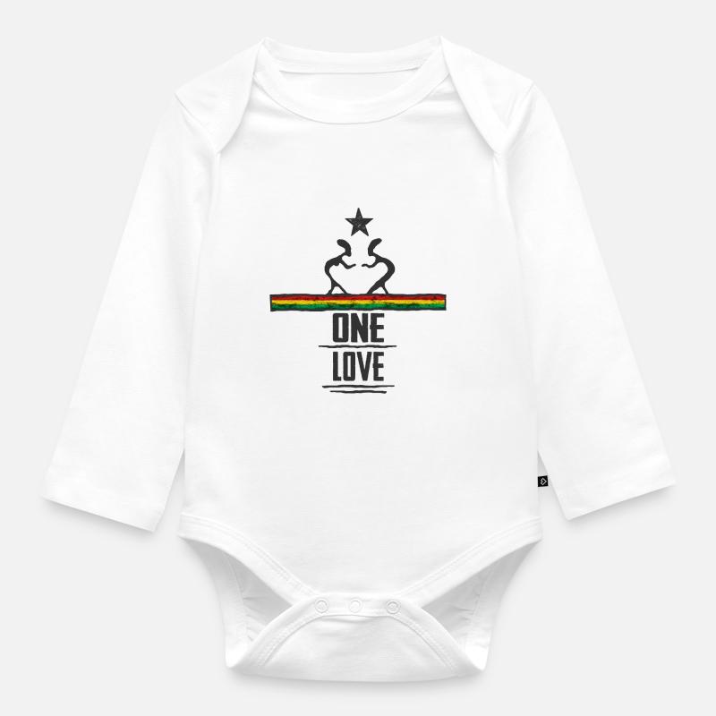one love reggae - Body Bébé bio manches longues - blanc