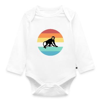 singe - Body Bébé bio manches longues - blanc - Devant