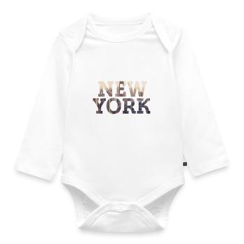 New York - Organic Longsleeve Baby Bodysuit - white - Front