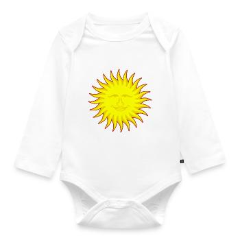Sun with face - Organic Longsleeve Baby Bodysuit - white - Front