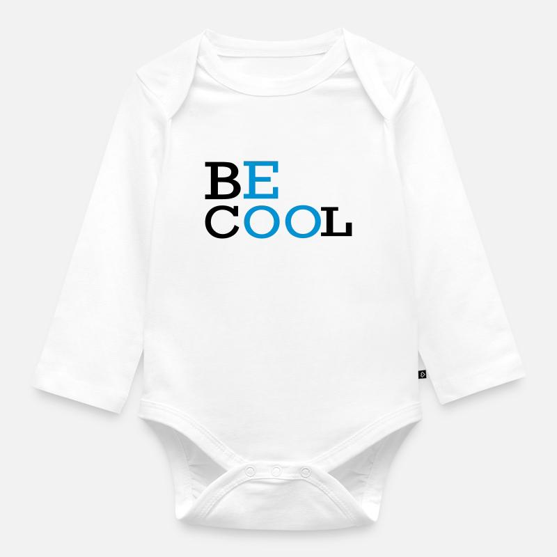 BE COOL Text-Logo - Baby Bio-Langarm-Body - Weiß