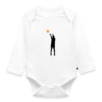 Basketball throw silhouette gift - Organic Longsleeve Baby Bodysuit - white - Front