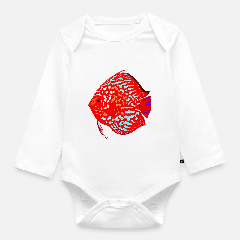 poisson - Body Bébé bio manches longues - blanc