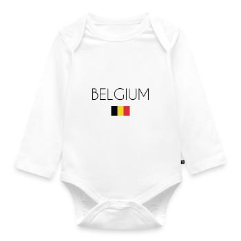 Belgien Fahne Nationalfarben Geschenk - Baby Bio-Langarm-Body - Weiß - Vorne