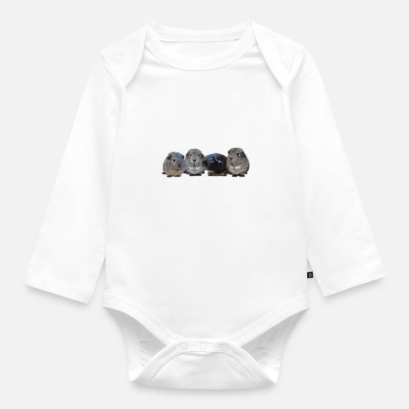 cochons d'inde mignon - Body Bébé bio manches longues - blanc