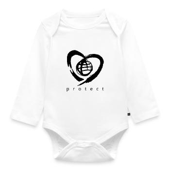 protect earth symbol - Organic Longsleeve Baby Bodysuit - white - Front