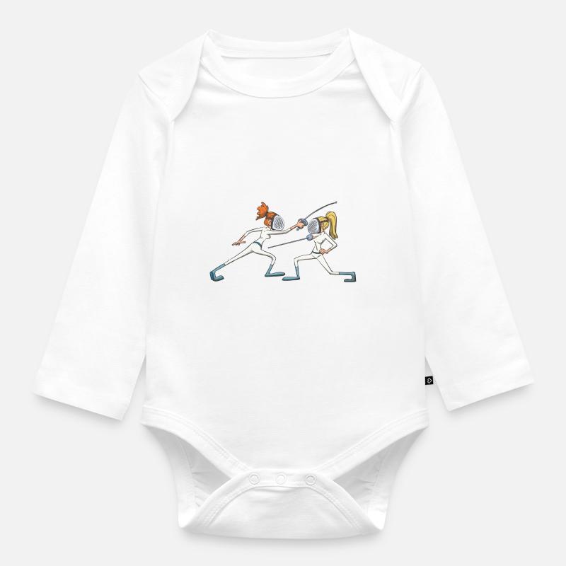 Escrime idée cadeau manoeuvre évasive - Body Bébé bio manches longues - blanc