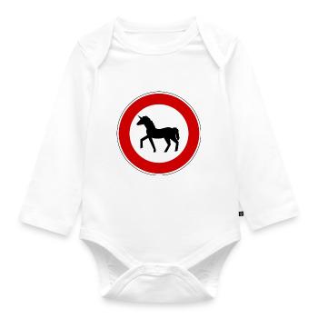 Verkehrsschild Einhorn Maedchen Geschenk - Baby Bio-Langarm-Body - Weiß - Vorne