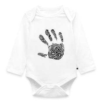 breton handprint triskel symbol brittany - Organic Longsleeve Baby Bodysuit - white - Front