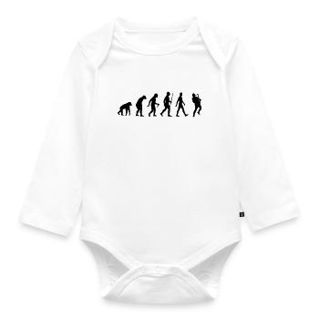 Saxophone, saxophone, music, instrument, evolution - Organic Longsleeve Baby Bodysuit - white - Front