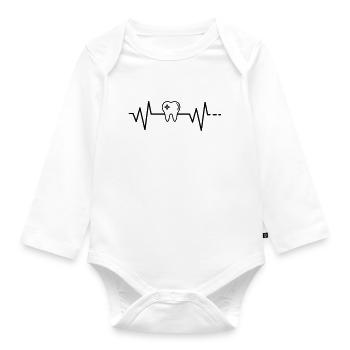 Heartbeat tooth, doctor, dentist, medicine, teeth - Organic Longsleeve Baby Bodysuit - white - Front