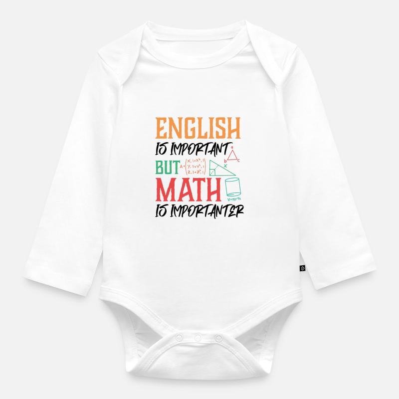 École math math, dire, cadeau - Body Bébé bio manches longues - blanc