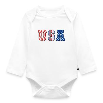 Usa American Flag - Organic Longsleeve Baby Bodysuit - white - Front