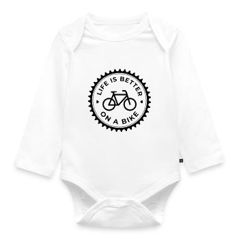Life is better on a bike - Organic Longsleeve Baby Bodysuit - white - Front