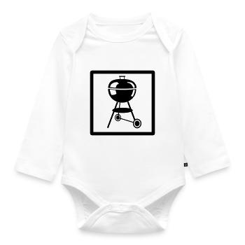Ball grill pictogram - Organic Longsleeve Baby Bodysuit - white - Front