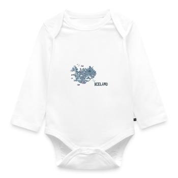 Iceland, Iceland map - Organic Longsleeve Baby Bodysuit - white - Front