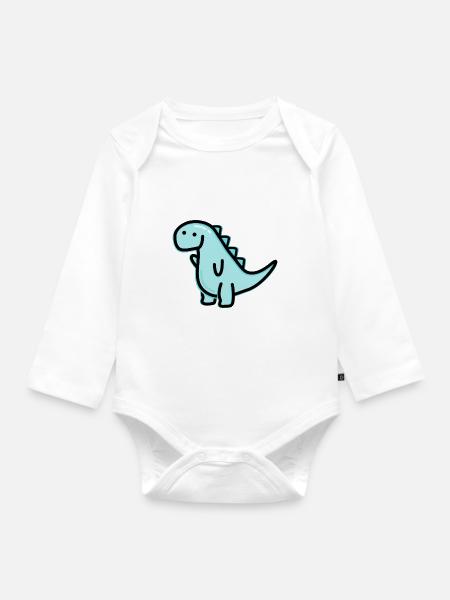 Süßer Dino - Baby Bio-Langarm-Body - Weiß