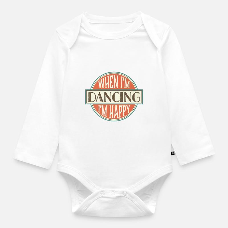 Dancing Dance Geschenk Tee Vintage Tänzerin Logo - Baby Bio-Langarm-Body - Weiß