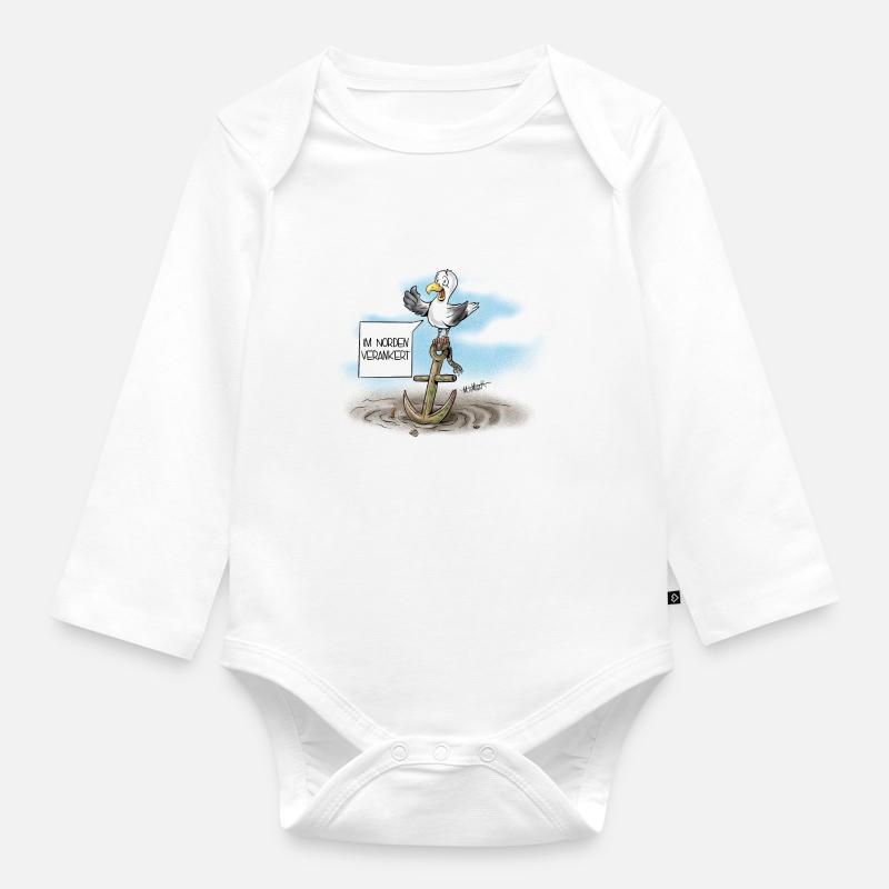 Möwe - Baby Bio-Langarm-Body - Weiß