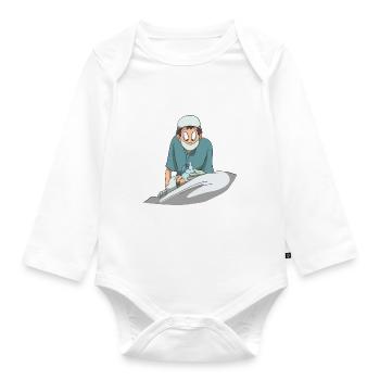 Krankenschwester Krankenhaus Mundschutz Maske - Baby Bio-Langarm-Body - Weiß - Vorne