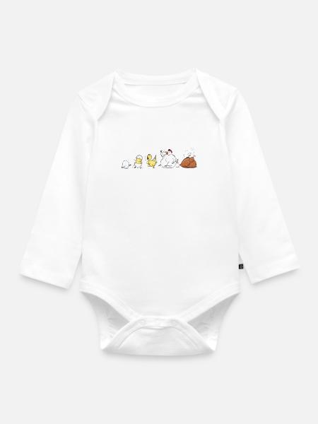 Evolution Of Chicken - Baby Bio-Langarm-Body - Weiß