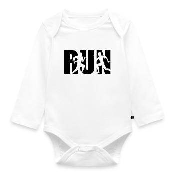 Run, Laufen, Läufer - Baby Bio-Langarm-Body - Weiß - Vorne