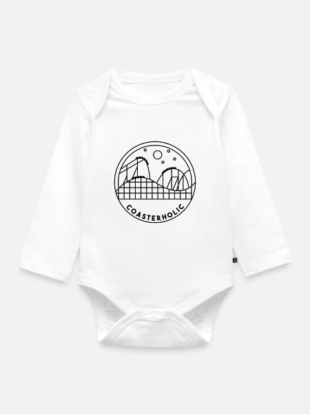 Coasterholic Achterbahn Freizeitpark Design - Baby Bio-Langarm-Body - Weiß