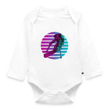 Ski Skiurlaub Skifahrer Neon - Baby Bio-Langarm-Body - Weiß - Vorne