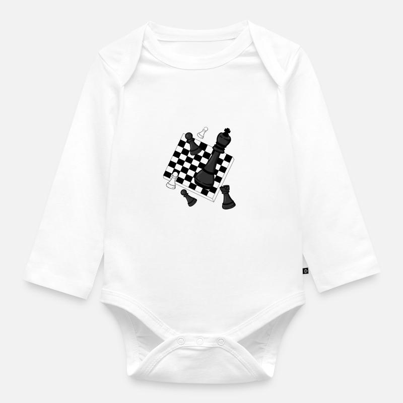 Echecs - Body Bébé bio manches longues - blanc