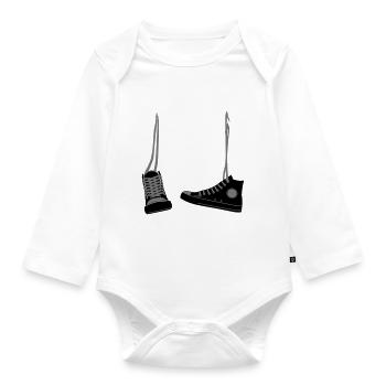 Hanging shoes - Organic Longsleeve Baby Bodysuit - white - Front