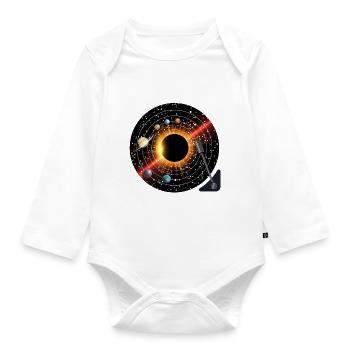 Planets Record - Organic Longsleeve Baby Bodysuit - white - Front