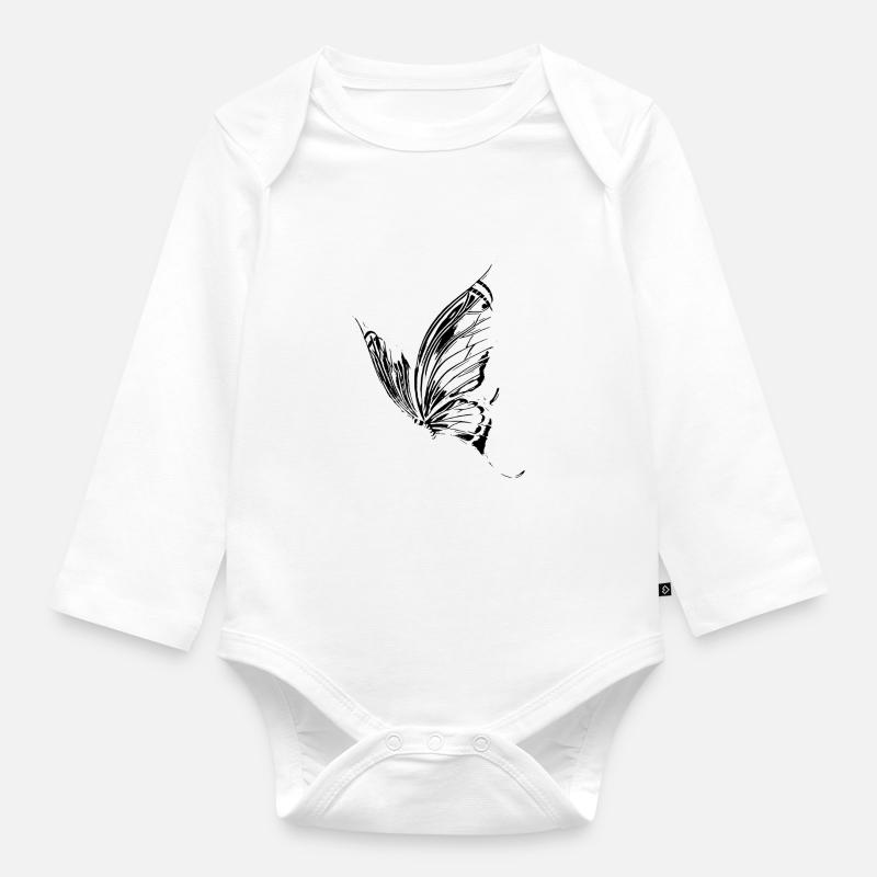 papillon - Body Bébé bio manches longues - blanc