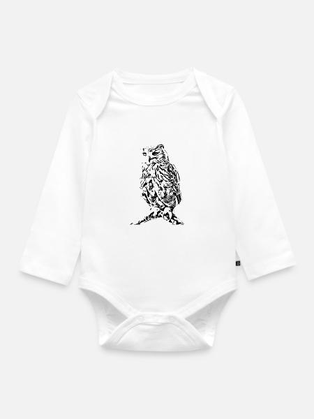 Eule - Baby Bio-Langarm-Body - Weiß