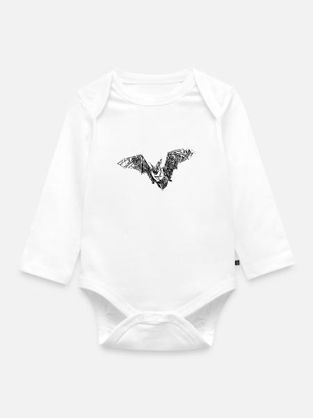 Fledermaus - Baby Bio-Langarm-Body - Weiß