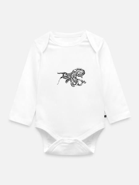 Oktopus - Baby Bio-Langarm-Body - Weiß