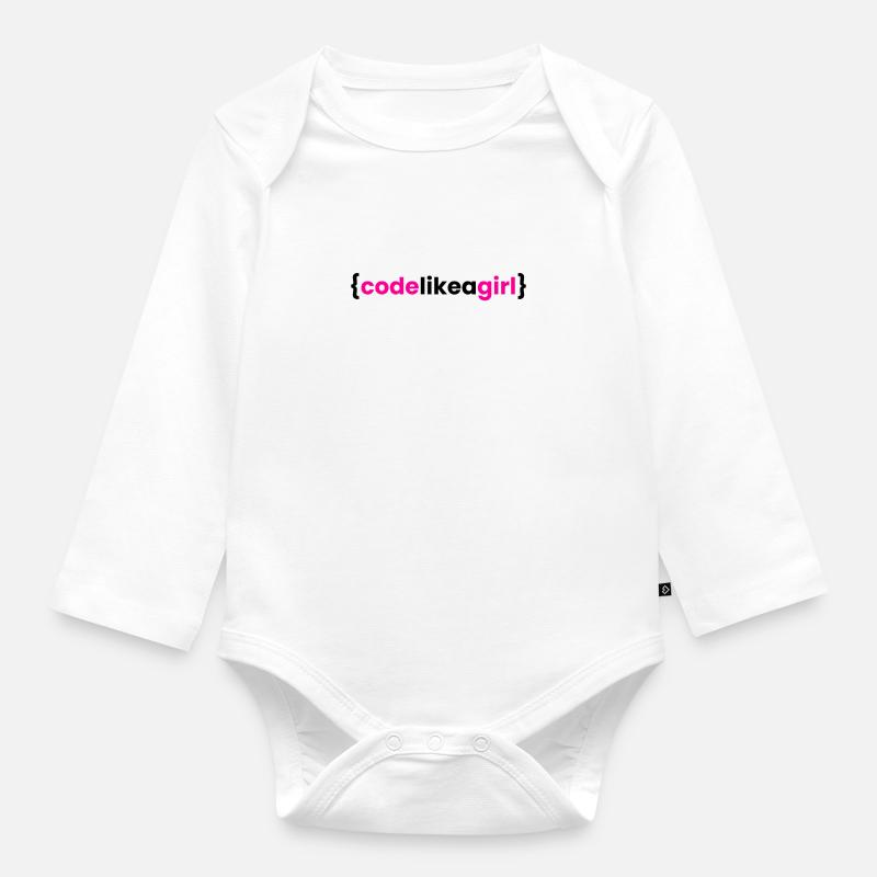 code like a girl - coder programmer girl - Organic Longsleeve Baby Bodysuit - white