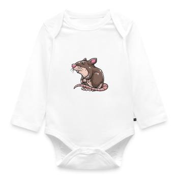 Braune Ratte - Baby Bio-Langarm-Body - Weiß - Vorne