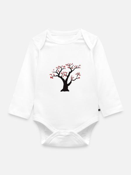Baum - Baby Bio-Langarm-Body - Weiß