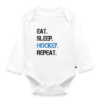 Hockey field hockey hockey - Organic Longsleeve Baby Bodysuit - white - Front